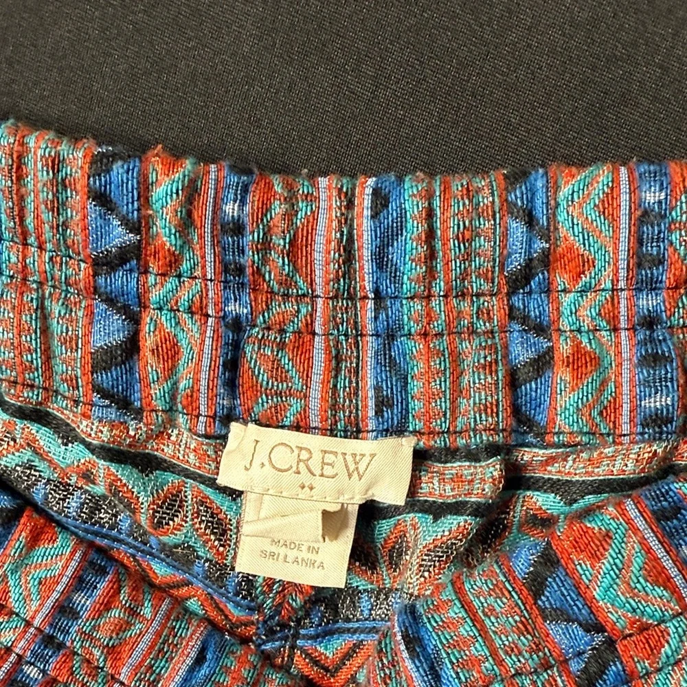 J. Crew Coral & Blue Patterned High-Waist Women's Shorts - Picture 2 of 4